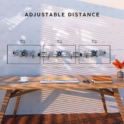 X-ROB Triple Monitor Wall Mount – Premium Aluminum 3 Arm Bracket for 15–32 Inch Screens, Dual Wall Anchors for Maximum Stability, Full Motion with 360° Rotation, VESA 75x75/100x100, Cable Management