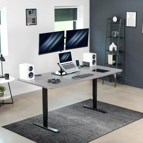 VIVO Freestanding Dual Computer Monitor and Laptop Combo Desk Stand with Glass Base, Fits up to 32 inch Monitors and 17 inch Laptops, Black, STAND-V003FGL - style: Laptop + 2 Monitors