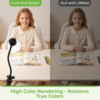Desk Lamps for Home Office,Small LED Reading Lamp,5000K Eye-Care Desk Light | Clip On Desks Lamps for College Dorm, Kids Desk, Bed Headboard, Flexible Gooseneck, Compact Small Table Lamp - color: Matte Black