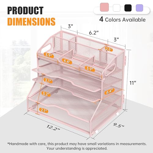 YINGHUA 5-Tier Mesh Desk Organizer, Letter Tray - Pink - color: 5 Tier-pink