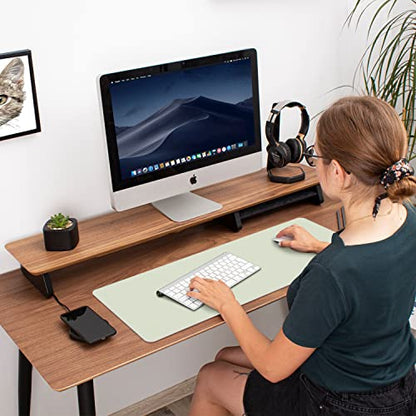 Aothia Double-Sided PU Leather Desk Pad - Non-Slip Large Mouse Pad & Desk Mat for Office, Home - Waterproof, Easy to Clean, Durable Dual-Sided Surface (23.6"x13.7", Matcha Green) - color: Matcha, size: 23.6" x 13.7"