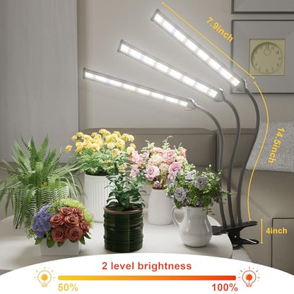 GooingTop Grow Light,24W (160Watts Equiv) 5000K White Full Spectrum LED Growing Lamp Clip on Desk for Indoor Plants,Bulbs Replaceable & Non-dimmable (Black, 120Watts) - size: 120Watts