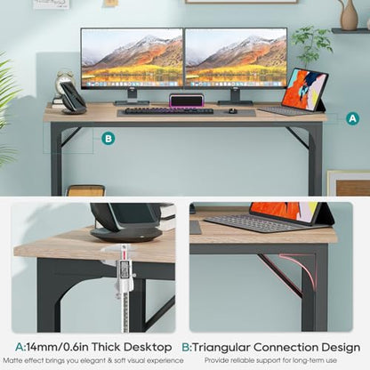 BestOffice Computer Desk,Home Office Desk, Modern Simple Style for Home Office Study Writing (Nature, 47 Inch) - color: Nature, size: 47 Inch