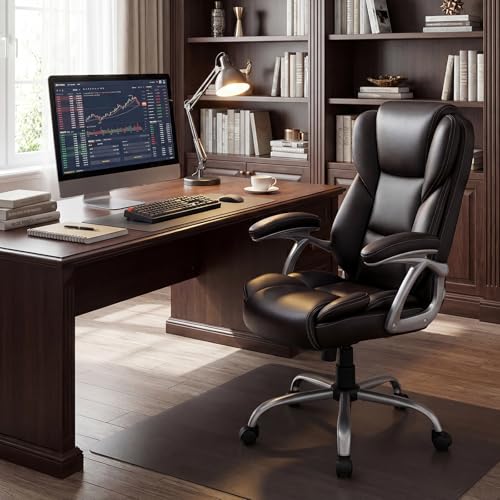 COSTWAY Executive Office Chair with High Back and Thickened Seat Cushion - color: Brown
