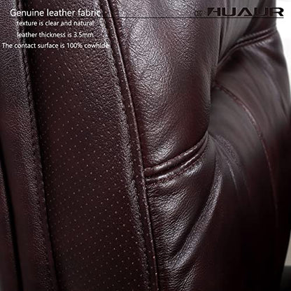 Genuine Leather Modern Executive Chair High-Back Support 90 to 150 Degrees Tilt and Upholstered Home Desk Chair with Base 360LB Capacity Swivel Computer Office Chair (Brown) - color: Brown
