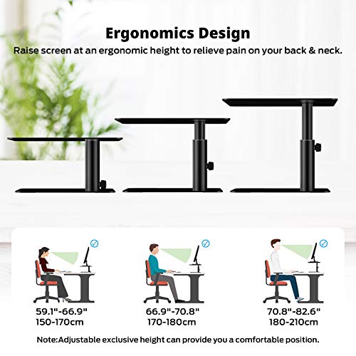 BoYata Monitor Stand, Adjustable Height Metal Desktop Riser, Black - color: Black