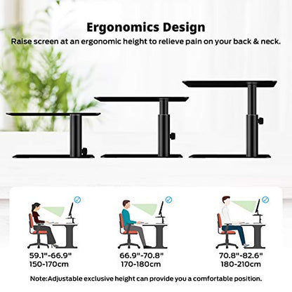 BoYata Monitor Stand, Adjustable Height Metal Desktop Riser, Black - color: Black