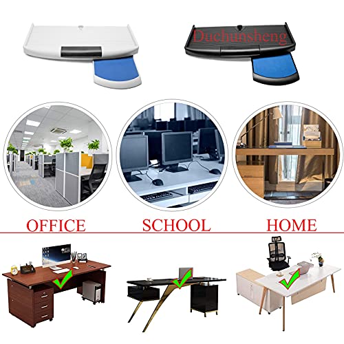 IBOWZ Keyboard Drawer Tray Slide-Out Keyboard Tray,Ergonomic Sliding Under Desk Keyboard Platform,Relieve Muscle Fatigue,Keyboard Shelf Easy to Install,with 360°Rotation Mouses Tray/White - color: White