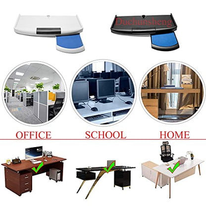 IBOWZ Keyboard Drawer Tray Slide-Out Keyboard Tray,Ergonomic Sliding Under Desk Keyboard Platform,Relieve Muscle Fatigue,Keyboard Shelf Easy to Install,with 360°Rotation Mouses Tray/White - color: White
