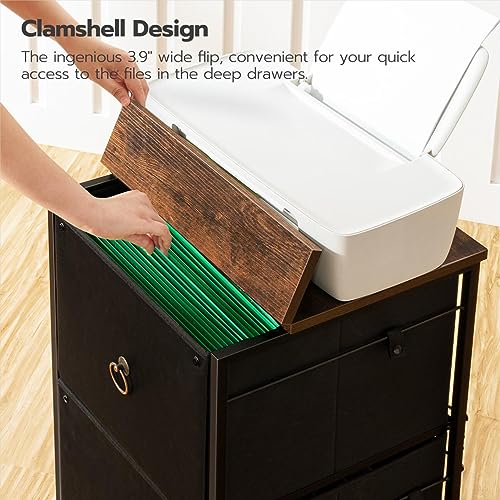 HOOBRO 2 Drawer Mobile File Cabinet, Rolling Printer Stand, Vertical Filing Cabinet, Office Drawers, Filing Cart for Home Office, A4/Letter Size, Nonwovens Drawer, Black and Rustic Brown BFK20WJ01 - color: Black + Rustic Brown