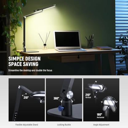 NEEWER Basics 16W Desktop LED Lamp for Home Office Video Conference Reading Lighting, Bi Color Eye Caring Foldable Dual Sided Dimmable Touch Ring Light with Desk Stand/Memory/Timer CRI95, FR16