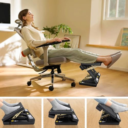 Foldable Foot Rest, Computer Foot Rest Under Desk, 12Modes Adjustable Ergonomic for Office, Loading Capacity 80 pounds, Removable Soft Cloth Pad,All-Season(Yellow) - color: Yellow & Thick Pad