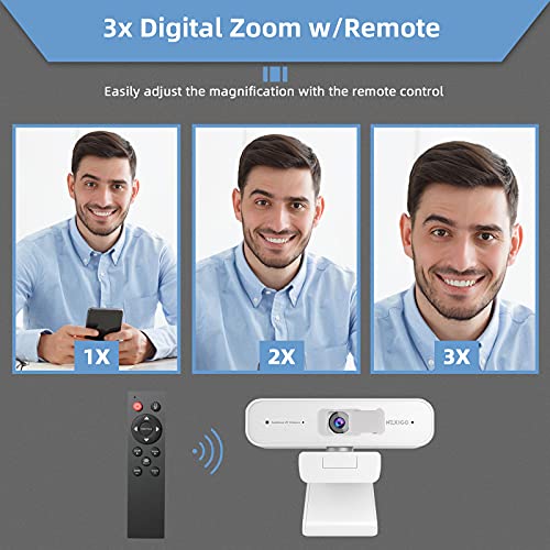 Zoom Certified, NexiGo N940P (Gen 2) 2K Zoomable Webcam with Remote| Sony_Starvis Sensor | 3X Zoom in and Out| Dual Stereo Microphone, for Zoom/Skype/Teams/Webex (White) - style: 2K Webcam with Remote