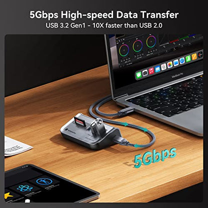 Yottamaster USB Hub with SD Card Reader, Triangle Desktop USB3.0 Hub with 3 USB A 3.0 Ports, TF & SD Card Reader with 1.64ft Cable for PC, Laptop (Not Support Charging) - style: with SD Card Reader