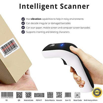 ScanAvenger Wireless Portable 1D&2D with Stand Bluetooth Barcode Scanner: 3-in-1 Handheld Scanner, Rechargeable Battery for Inventory - USB Bar Code/QR Reader (1D&2D with Next Gen Stand) - style: 1D&2D With Next Gen Stand