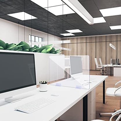 Weysat 12 Pcs Counter Desk Acrylic Panels Holder and 4 Pcs Acrylic Desk Divider Partition for Business, Office, School 24 x 16 Inches, Fasten Panels from (1/8 to 1/4) Inch Thick