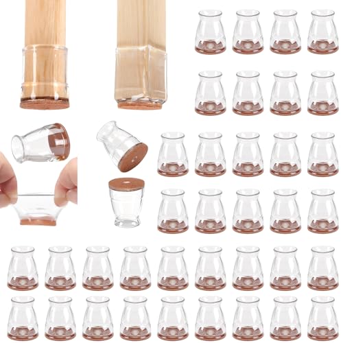 CHUNZEXI 36 Pack Extra Small Chair Leg Floor Protectors for Hardwood Floors, Silicone Felt Covers Pads Caps, Protect Wood Furniture Feet Floors Noise Reduce and Scratch (Universal X-Small) - color: Clear-36pack, size: Universal XS