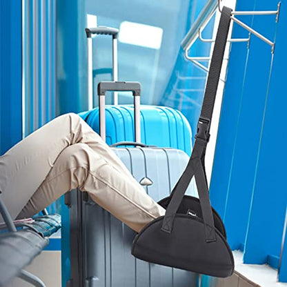 Upgraded Airplane Foot Rest (Premium Memory Foam) - Thickened Super-Size Airplane Foot Hammock to Relax Your Feet - Perfect Airplane Travel Essentials for Long Flight Plane (Extra Large)