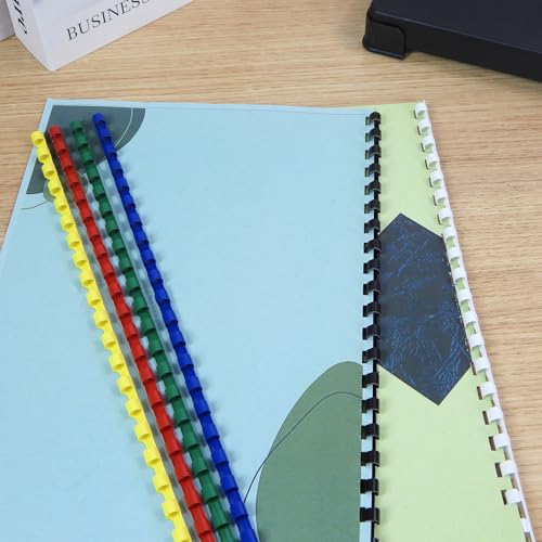 Rayson CR-6-100-M Plastic Binding Combs 1/4in. 21-Ring, 20-Sheet Capacity, Colorful Comb Binding Spines, Max. Binding A4 Size Paper (8.3"×11.7"), Box of 100 - size: 1/4", style: A4 - Available in 7 Vibrant Colors