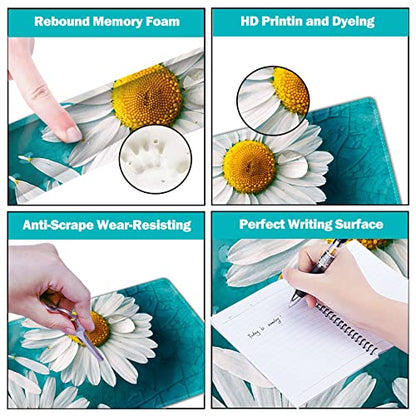 ARTSO Large Gaming Mouse Pad Set, Keyboard Wrist Rest Support + Mouse Wrist Cushion + Extended Mousepad + Coaster, 35x15.5in Multifunctional Desk Mat 4pcs, Cute Daisy - color: Cute Daisy