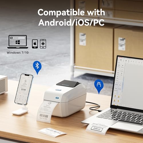 NIIMBOT K3 Desktop Label Printer, 3 Inch,180mm/s High Speed, White | Support Bluetooth and USB Connection, Come with 1 Roll Tapes, Thermal Label Maker for Small Business and Home Office - color: White