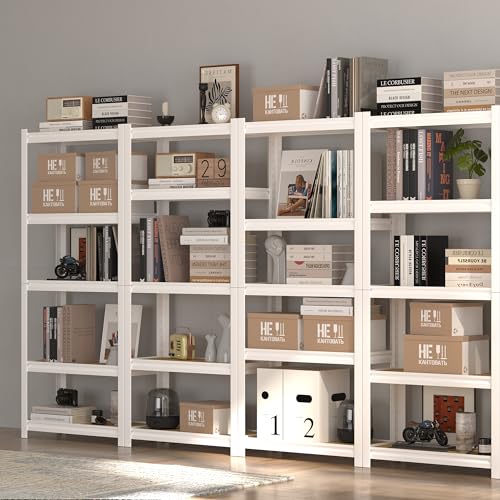 PrimeZone 27.6" W x 11.8" D x 59.8" H White Book Shelf, 5-Tier Bookcase | Modern Open Design, Adjustable Shelves, Standing Display Organizer for Books, Plants & Décor, Sturdy Double-layered Columns - size: 27.6" W x 11.8" D x 59.8" H