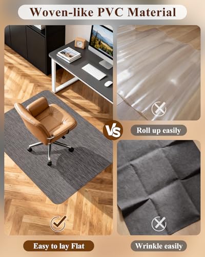 Soimeat Office Chair Mat for Hardwood Floor, 35.4" x 47.2" Non-Slip Desk Computer Chair Mat, PVC Floor Mat for Rolling Chair, Heavy Duty Wood/Tile Floor Protector Desk Rug for Home, Dark Grey - color: Dark Grey, size: 35.4" x 47.2"