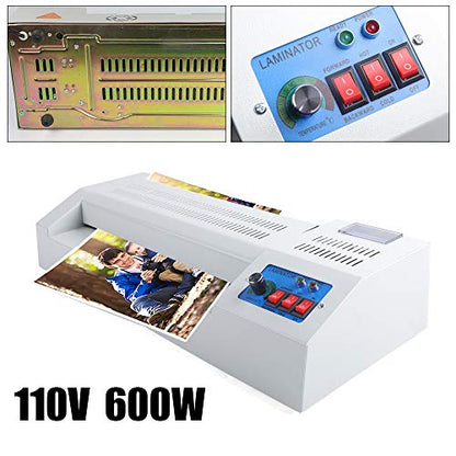 110V 600W Electric Thermal Laminator Machine for A4/A3 Paper Hot/Cold Roll Laminating Machine No Bubbles Machine,Commercial Laminator Machine for Office School Business Use