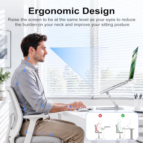 Orlian Adjustable Aluminum Laptop Stand for Desk, Laptop Riser for 11-16" - color: Silver, size: 16"