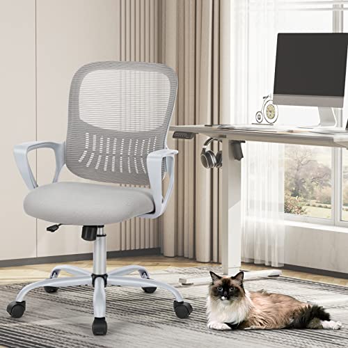 Sweetcrispy Ergonomic Office Desk Chair, Executive Mesh Computer Chair - color: Grey, size: 18.5"D