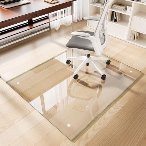 Glass Chair Mat 40" x 48" Tempered Glass Office Chair Mat - color: Transparent, size: 48" x 40"