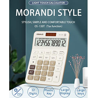 Pendancy Desk Calculator Large Display, 12-Digit, Big Buttons, Tax Keys - color: 130T-Brown, size: Large