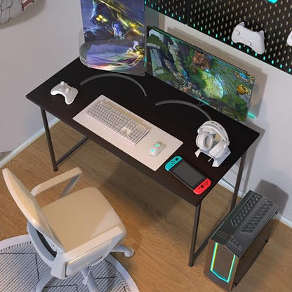 YSSOA Computer Desk Home Office Work Study Writing Modern Simple Table with Headphone Hooks - color: Basic Black, size: 47 Inch