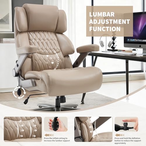 700lbs Big and Tall Office Chair, Large Heavy Duty Computer Desk Chair - color: Khaki