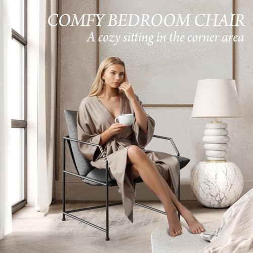 Accent Chair Living Room Chairs Accent Chairs Set of 2 Comfy Reading Chair for Bedroom Upholstered Lounge Chair Mid Century Modern Arm Chair Side Sofa Chair Armchair Waiting Room Chairs(Charcoal, 2) - color: Charcoal