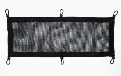 Under Desk Cable Management Net, Black Polyester Storage Pouch for Power Strips, Hidden Wire Organizer with Adhesive Mount, Cord Clip Accessories for Desktop Tidy Up, 25.2 x 9.8 in