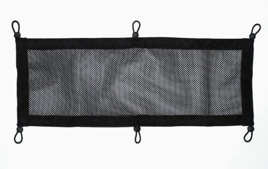 Under Desk Cable Management Net, Black Polyester Storage Pouch for Power Strips, Hidden Wire Organizer with Adhesive Mount, Cord Clip Accessories for Desktop Tidy Up, 25.2 x 9.8 in