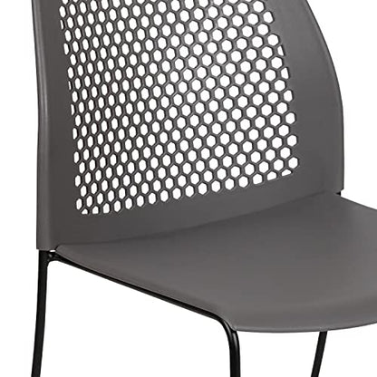Flash Furniture Hercules Stack Chair with Air-Vent Back, Gray | Sled Base, Powder Coated, 661 LBS. Weight Capacity - color: Grey, size: Set of 1
