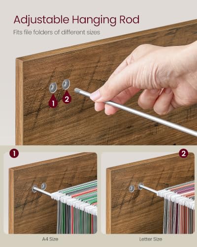 VASAGLE 2-Drawer File Cabinet, Small Rolling, Locking, Printer Stand - color: Rustic Brown, style: with Lock