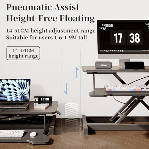 Adjustable Standing Desk Converter with Keyboard Tray, Sit to Stand Riser for Home Office and Computer Use, Supports Up to 30kg - color: White 1, size: 80cm(31.5")