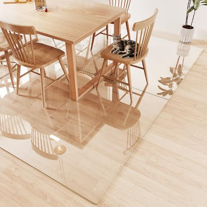 Tempered Glass Chair Mat for Carpet 80"x60", Floor Protector | Ultra Clear Office Chair Mat for Hardwood Floors & Carpets, Heavy Duty 0.2" Scratch-Resistant Surface with Non-Slip Pads - size: 80"x60"
