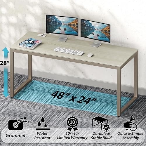 SHW 48-Inch Commercial-Grade Office Computer Desk, Maple - color: Maple, size: 48-Inch