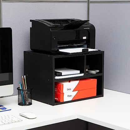 Mind Reader Rolling Printer Cart, Utility Cart, Printer Stand, Under Desk Storage, Office, MDF, 16" L x 12" W x 13.75" H, Black - size: 4-Shelves