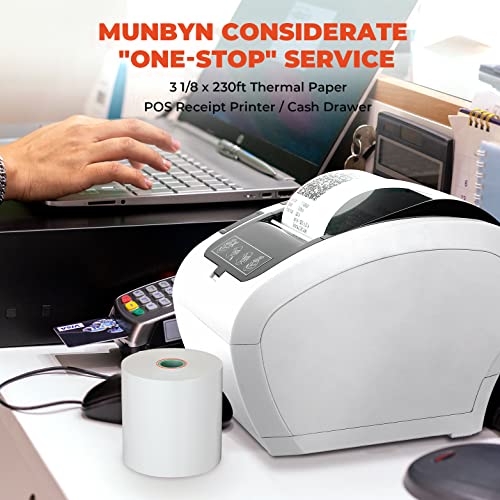 MUNBYN WiFi Thermal Receipt Printer with USB/LAN/RS232 Port POS Printer - color: White