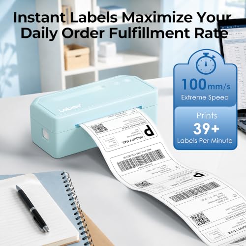 Labeer Bluetooth Thermal Shipping Label Printer, Wireless 4x6 Printer Cyan - color: Cyan