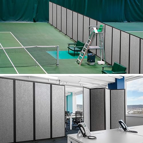 Room Partition,12'7"L* 6'7"H,6 Panel,Light Grey - color: Light Grey, size: 151"(L)*78.7"(H)
