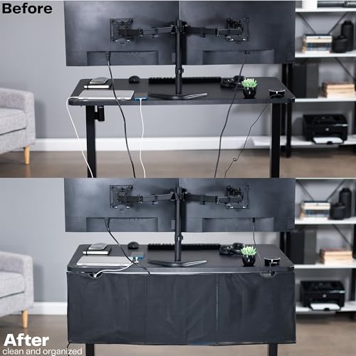 VIVO Black 48 inch Under Desk Privacy and Cable Management Organizer Sleeve, Wire Hider Kit Panel System, DESK-SKIRT-48 - size: 48" Panel