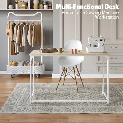 WOHOMO Folding Desk, 47.2" Foldable Computer Table for Small Spaces, Oak - color: Beige, size: Extra Large Size:47.2 x 19.6