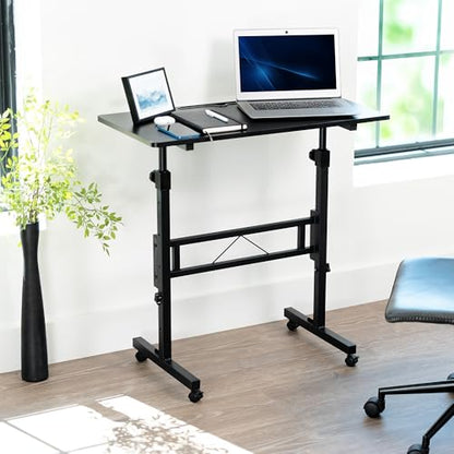 VIVO Mobile 32 x 16 inch Computer Workstation, Standing Portable Desk with Wheels for Laptop Work, Home Office, Black, CART-V02A
