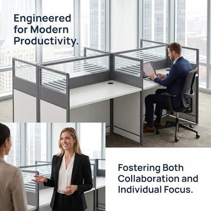 Office Cubicle Desk,Premium Modular Multi-Person Face-to-Face Computer Workstation with Wire Management Grommets, Acoustic Privacy Divider Panels for Call Center & Commercial Space,8person - color: 8person